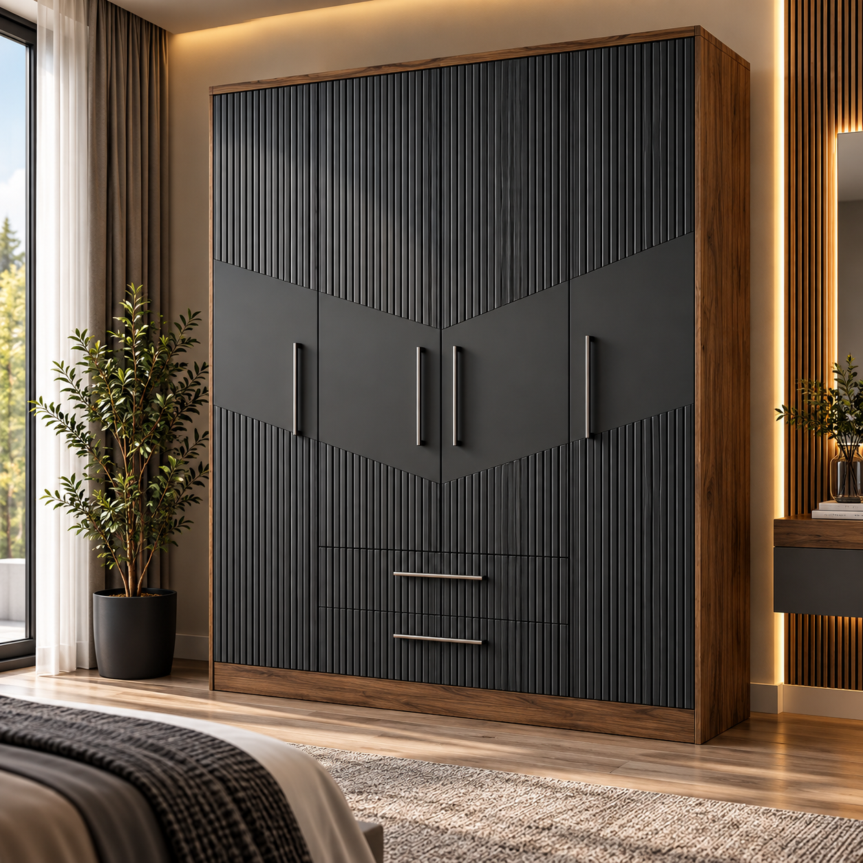 NEROYA 4 Kapaklı Modern Gardırop